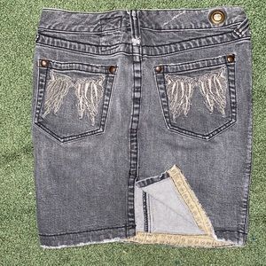 Old school Free People black faded denim pencil skirt